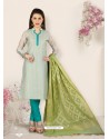 Light Grey Party Wear Designer Straight Salwar Suit