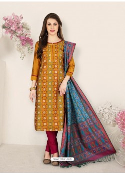 Marigold Party Wear Designer Straight Salwar Suit