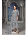 Grey Latest Heavy Net Designer Party Wear Pakistani Style Salwar Suit