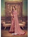 Old Rose Heavy Embroidered Classic Designer Silk Georgette Sari