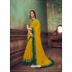 Corn Heavy Embroidered Classic Designer Silk Georgette Sari