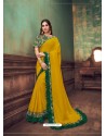 Corn Heavy Embroidered Classic Designer Silk Georgette Sari