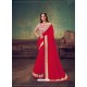 Red Heavy Embroidered Classic Designer Silk Georgette Sari