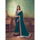 Teal Heavy Embroidered Classic Designer Silk Georgette Sari