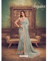 Silver Heavy Embroidered Classic Designer Silk Georgette Sari