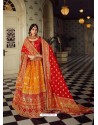 Red And Yellow Heavy Embroidered Designer Wedding Lehenga Choli