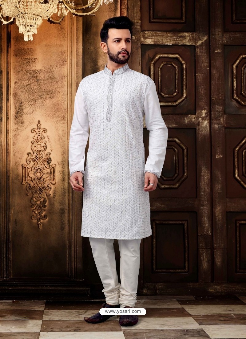 New White Kurta Pajama Design | rededuct.com