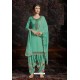 Aqua Mint Designer Wear Jam Satin Cotton Jacquard Punjabi Patiala Suit