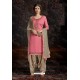 Light Pink Designer Wear Jam Satin Cotton Jacquard Punjabi Patiala Suit