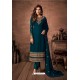 Peacock Blue Party Wear Designer Straight Salwar Suit
