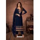 Dark Blue Party Wear Designer Straight Salwar Suit