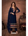 Dark Blue Party Wear Designer Straight Salwar Suit