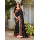 Black Latest Party Wear Designer Embroidered Sari