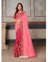 Pink Latest Party Wear Designer Embroidered Sari