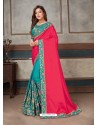 Turquoise Latest Party Wear Designer Embroidered Sari