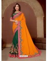 Dark Green Latest Party Wear Designer Embroidered Sari