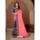 Dark Blue Latest Party Wear Designer Embroidered Sari