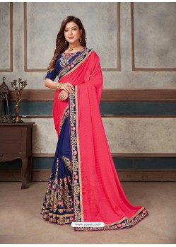 Royal Blue Latest Party Wear Designer Embroidered Sari