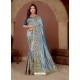 Blue Latest Party Wear Designer Embroidered Sari