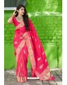 Dark Peach Latest Party Wear Embroidered Soft Silk Sari