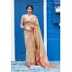 Cream Latest Party Wear Embroidered Soft Silk Sari