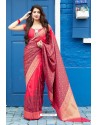 Crimson Latest Party Wear Embroidered Soft Silk Sari