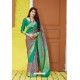 Jade Green Latest Party Wear Embroidered Soft Silk Sari