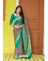 Jade Green Latest Party Wear Embroidered Soft Silk Sari