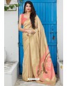 Khaki Latest Party Wear Embroidered Soft Silk Sari