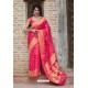 Fuchsia Latest Party Wear Embroidered Soft Silk Sari