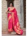 Fuchsia Latest Party Wear Embroidered Soft Silk Sari