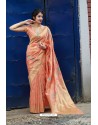 Light Orange Latest Party Wear Embroidered Soft Silk Sari