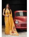 Yellow Latest Party Wear Embroidered Soft Silk Sari