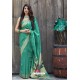 Aqua Mint Latest Party Wear Embroidered Soft Silk Sari