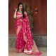 Fuchsia Latest Party Wear Embroidered Soft Silk Sari