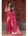 Fuchsia Latest Party Wear Embroidered Soft Silk Sari