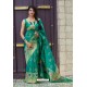 Aqua Mint Latest Party Wear Embroidered Soft Silk Sari