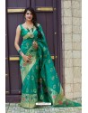 Aqua Mint Latest Party Wear Embroidered Soft Silk Sari