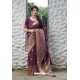 Purple Latest Party Wear Embroidered Soft Silk Sari