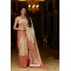 Cream Latest Party Wear Embroidered Soft Silk Sari