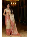 Cream Latest Party Wear Embroidered Soft Silk Sari