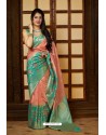 Peach Latest Party Wear Embroidered Soft Silk Sari