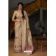 Light Beige Latest Party Wear Embroidered Soft Silk Sari