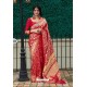 Red Latest Party Wear Embroidered Soft Silk Sari