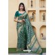 Teal Latest Party Wear Embroidered Soft Silk Sari