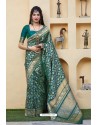 Teal Latest Party Wear Embroidered Soft Silk Sari