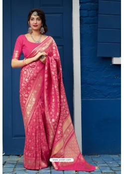 Rani Latest Party Wear Embroidered Soft Silk Sari