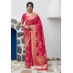 Fuchsia Latest Party Wear Embroidered Soft Silk Sari