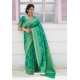 Jade Green Latest Party Wear Embroidered Soft Silk Sari