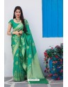 Jade Green Latest Party Wear Embroidered Soft Silk Sari